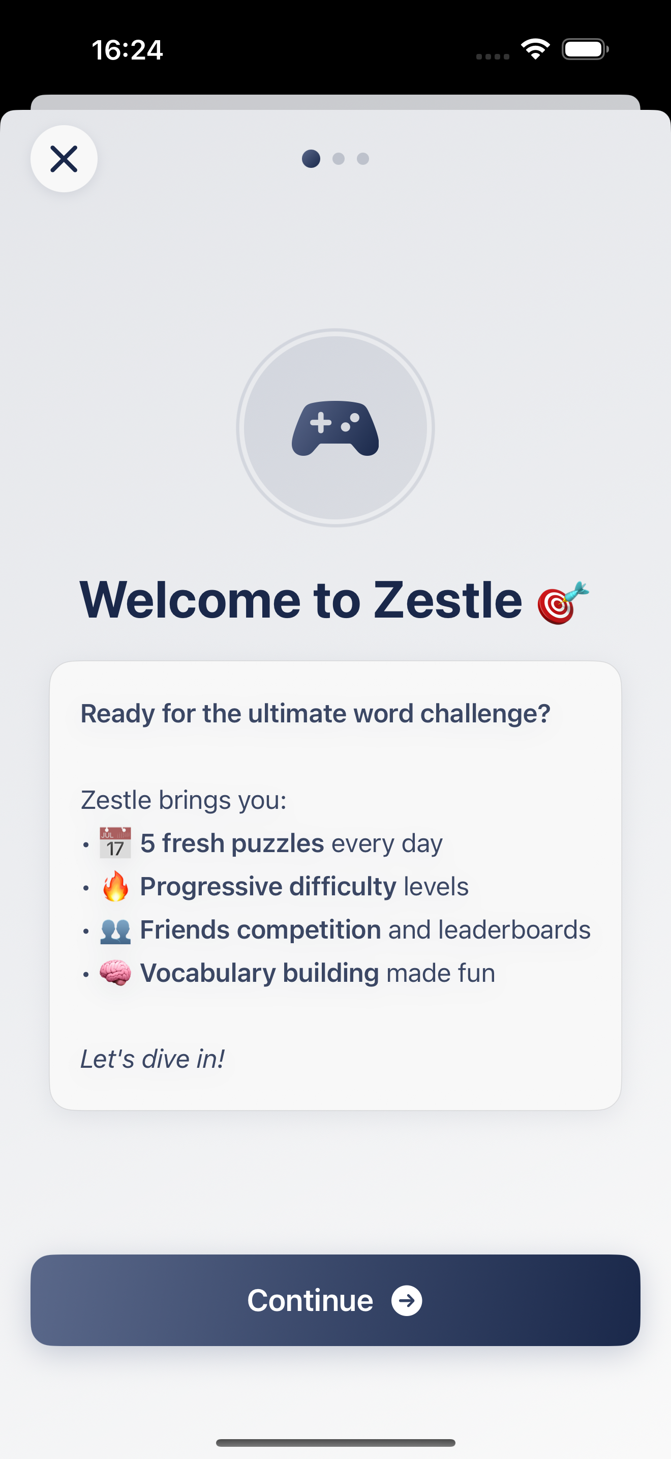 Zestle Welcome Screen